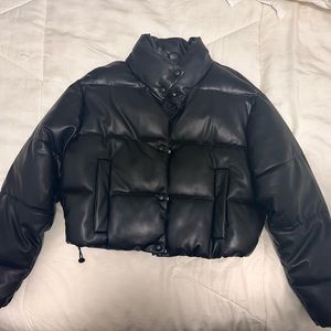 Zara faux leather puffer jacket